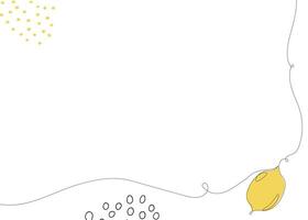 Lemon continuous line background with colorful elements. One single line organicfood concept. Minimalism modern style graphics design. vector