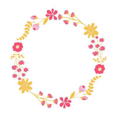 Hand drawn card with floral frame, illustration for greeting card, invitation template. Retro, vintage lettering banner, poster, background