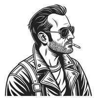 The Rebel Frame Man with Sunglasses and Cigarette vector