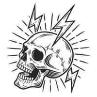Storm Within Lightning Skull Etching vector