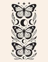 illustration with hand drawn butterfly vector