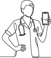connecting with an online doctor using a smartphone app vector