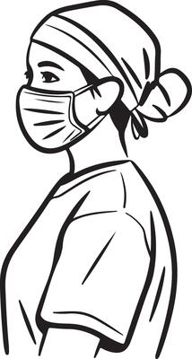 Doctor wearing a mask sketch character