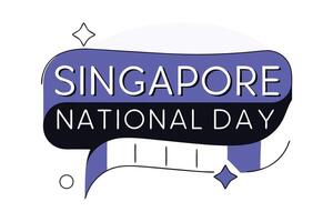 Singapore national day animated lettering text design in red green blue yellow and black vector