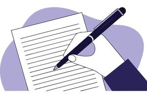 High resolution illustration of a left hand writing with a ballpoint pen vector