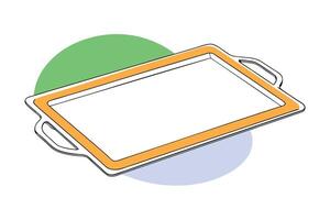 Simple line art serving tray icon design in black and white for websites and applications vector