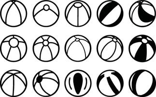 Beach ball icon set for tourism and toy designs isolated on transparent background vector