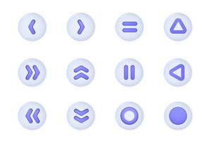 Volumetric buttons with shadows indicating direction, isolated on a white background. vector