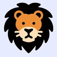 Strong bold lion head with dark black mane, lion head symbol showing courage, pride, and strength in simple flat style design. vector