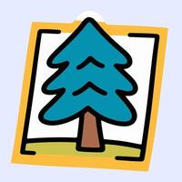 Tree with blue pine design, suitable for winter themes, kids books, or greeting card illustrations. vector