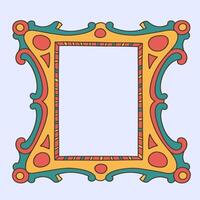 Retro ornamental frame with vibrant color palette vector