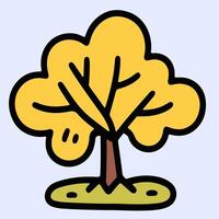 Tree with yellow leaves and base, suitable for educational games, flat icons and child graphics. vector