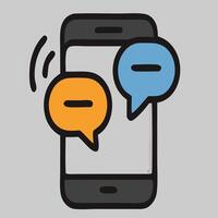 Simple Smartphone Icon with Two Chat Bubbles. vector