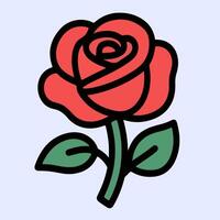 Simple Vibrant Red Rose with Bold Lines. vector