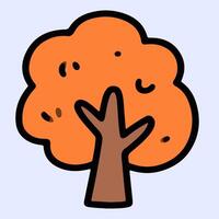 Tree with orange round foliage, suitable for kids illustrations and educational projects with cheerful tone. vector