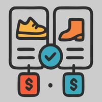 Shoe and Boot Selection with Dollar Signs and Check Mark Icon Illustration. vector