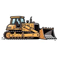 Powerful Yellow Bulldozer with Detailed Tracks and Bucket. vector