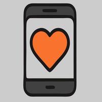 Smartphone Displaying Orange Heart Symbol Representing Love and Connection. vector