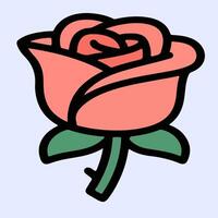 Simplified Coral Rose Illustration with Bold Outlines. vector