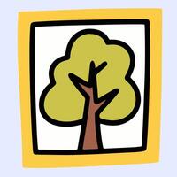 Tree inside yellow frame, suitable for poster, kids wall art and playful room decorations with bold style. vector