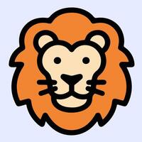Friendly smiling lion head with soft mane, lion head character perfect for storybooks, kids learning, logo, or app icon usage. vector