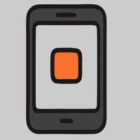 Stylized Smartphone Illustration with Orange Square Icon and Rounded Edges. vector