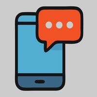 Stylized Smartphone Displaying a Vibrant Orange Speech Bubble with Dots. vector