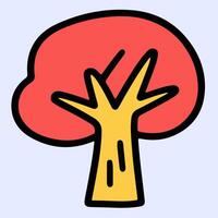 Tree with split red foliage, suitable for warm tone illustrations and fall theme children artworks. vector