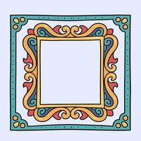 Colorful ethnic frame with floral and swirl patterns vector