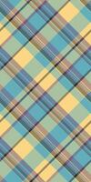 Elegant pattern textile, colorful fabric plaid tartan. Ornamental check background seamless texture in cyan and amber colors. vector