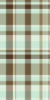 Elegant pastel plaid pattern in mint green, brown, and beige. Ideal for textile design, fashion, websites, and packaging. Subtle texture adds sophistication. vector
