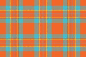 Vibrant orange, teal, and grey plaid pattern. Perfect for textile design, website backgrounds, or autumnal projects. vector