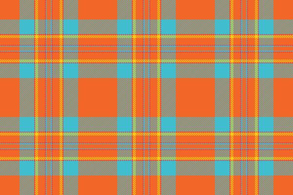 Vibrant orange, teal, and grey plaid pattern. Perfect for textile design, website backgrounds, or autumnal projects.