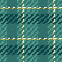 Seamless teal, white, and gold plaid pattern. Perfect for textile design, fashion, wrapping paper, or website backgrounds. This sophisticated and stylish check evokes feelings of warmth and comfort. vector
