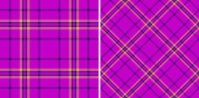 Vibrant fuchsia plaid patterns, perfect for textile design, fashion, or website backgrounds. Two distinct styles offer versatile options for adding a bold, textured touch to your projects. vector