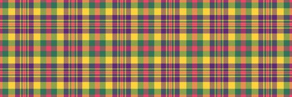 Vibrant multicolored plaid pattern, perfect for textile design, fashion, or website backgrounds. This cheerful, intersecting lines design evokes feelings of warmth and energy. vector