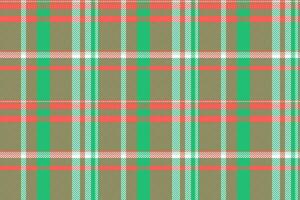 Classic plaid pattern background. Seamless textile design with intersecting lines in green, red, and neutral tones. Perfect for fashion, holiday, or retro themes. vector