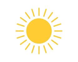 Bright, cheerful sun icon. Simple yellow design representing warmth, energy, and summer. Ideal for weather apps, childrens content, and positive messages. vector