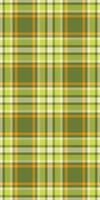Vibrant green, yellow, and orange plaid pattern. Perfect for textile design, website backgrounds, or crafting projects. This cheerful, seamless texture evokes feelings of warmth and nature. vector
