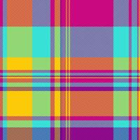 Vibrant plaid pattern, textile design. Colorful checks and stripes create a retro or modern aesthetic. Ideal for backgrounds, apparel, or graphic design. vector