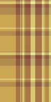 Exotic tartan fabric pattern, random seamless plaid texture. Curved background check textile in amber and yellow colors. vector