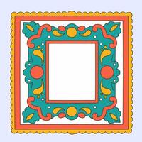 Golden retro art frame with orange border pattern, ideal for decoration or digital design artwork. vector