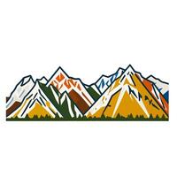 Stylized Mountain Range Illustration with Bold Colors and Simplified Shapes. vector
