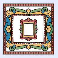 Gold and red traditional motif frame with bold lines, perfect for decoration or ornate border art. vector