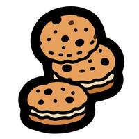 Stacked Chocolate Chip Cookies with Creamy Filling. vector