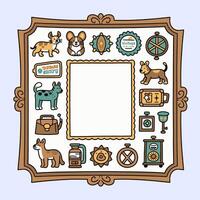 Brown icon pattern frame with cartoon style, great for decoration or scrapbook border element. vector