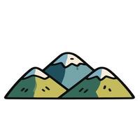 Cartoon Mountains with Snowcaps and Green Slopes Simple Illustration. vector