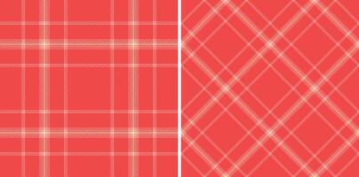 Two vibrant coral plaid patterns, perfect for textile design, branding, or web backgrounds. Classic and modern, these seamless textures offer versatile design options. vector