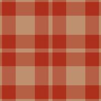 Straight check fabric, retro tartan texture pattern. Subtle seamless textile background plaid in red and orange colors. vector