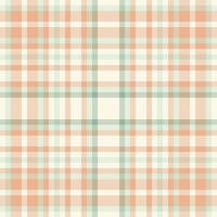 Classic plaid pattern in gentle pastel hues of peach, mint, cream. Timeless textile texture perfect for backgrounds, crafts, design projects needing a soft, cozy feel. vector